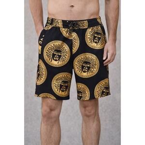 Drill Clothing Co. Black & Gold Medusa Print Shorts - Small NWT - Unisex